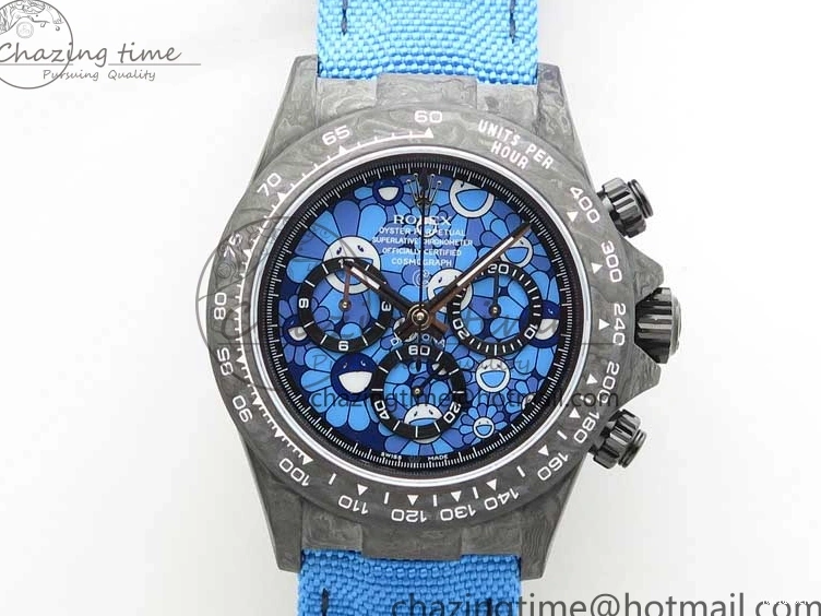 Edition Dial Daytona DIW Strap Blue Carbon A4130 Light Blue OMF Best Light Nylon on 1123